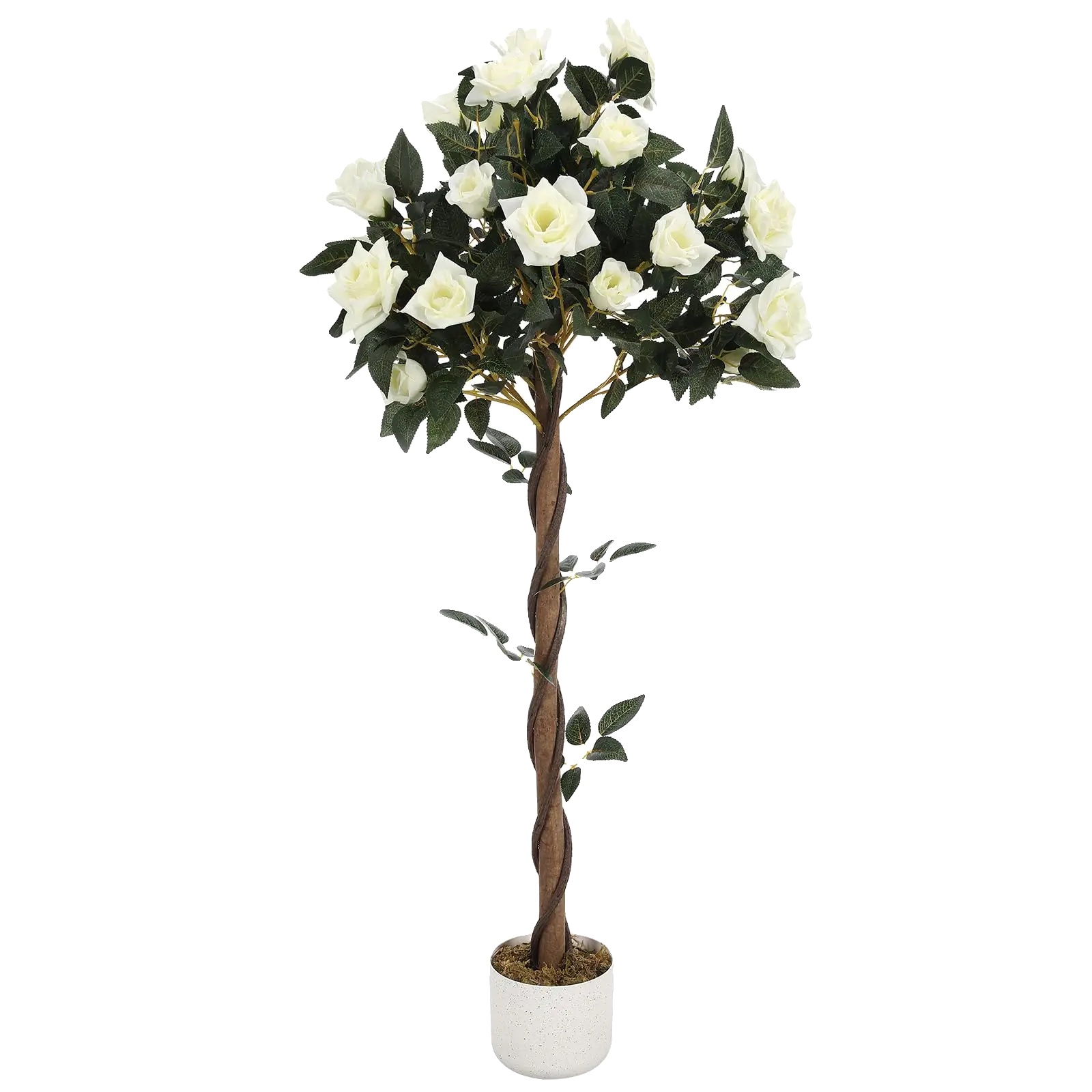 Künstlicher Rosenbaum, Realistische Blüten, Wartungsfreies Design, Weiß 120cm - 1stück