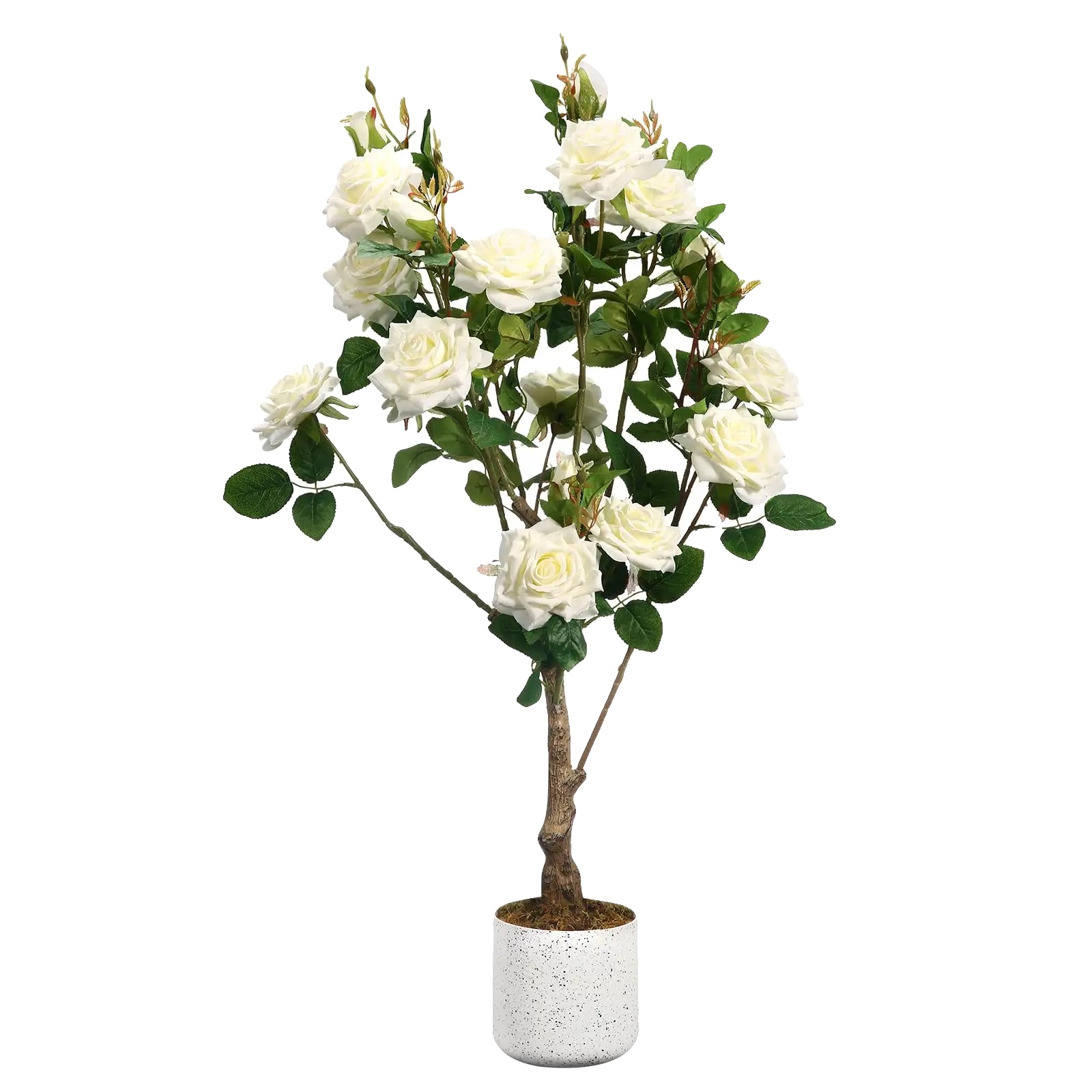Künstlicher Rosenbaum, Realistische Blüten, Wartungsfreies Design, Weiß 80cm - 1stück