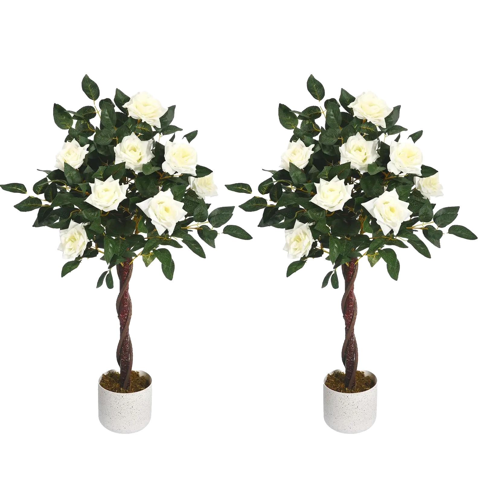 Künstlicher Rosenbaum, Realistische Blüten, Wartungsfreies Design, Weiß 90cm - 2pcs