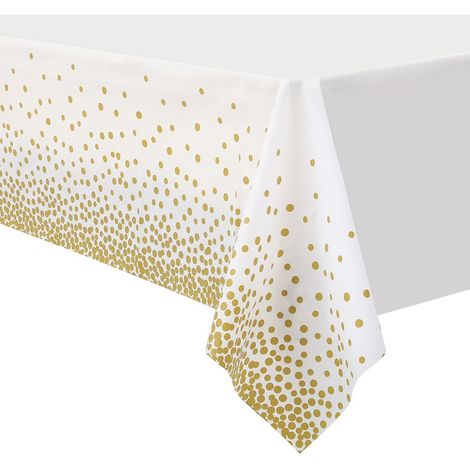 Rechteckige Tischdecke 137 X 274 Cm – Einweg-tischdecke Aus Kunststoff Mit Schwarz-weißen Punkten – Weiße Dekotischdecke (5er-packung)