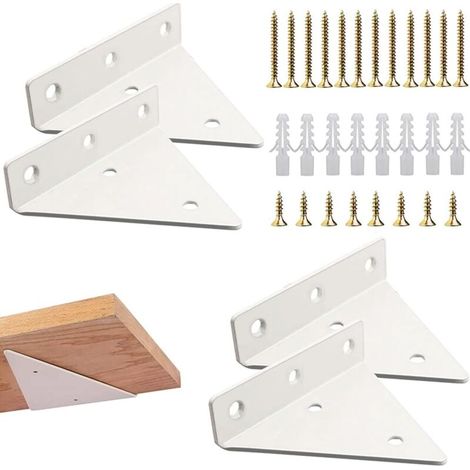 Regalhalterungen, Inklusive Schrauben Und Wanddosen, Geeignet Für Schlafzimmer, Küchen, Garagen Und Büros, 4 Stück, Weiß, 8 Cm.