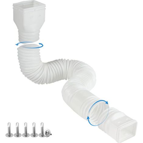 Regenwasserablaufschlauch Aus Kunststoff – 10,16 X 7,62 Cm Vierkantanschluss, Flexibel Und Dehnbar – 1 Stück, Weiß, 1,5 Meter