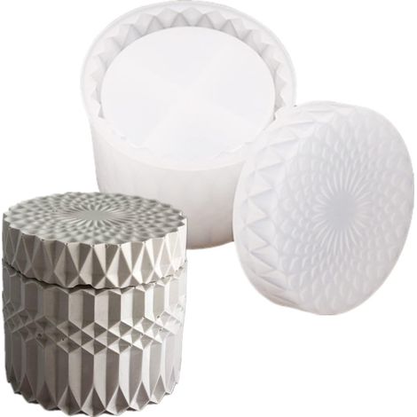 Retro-silikonform Mit Rippenmuster – Betonblumentopf Mit Deckel, Sukkulentenpflanzgefäß, Aufbewahrungsbox – Für Zement Und Harz