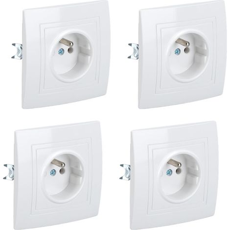Rosvola 16a 220v Komplette Wandsteckdose – Ideal Für Renovierungen – Weiß – 82 X 82 Mm – 8 Stück