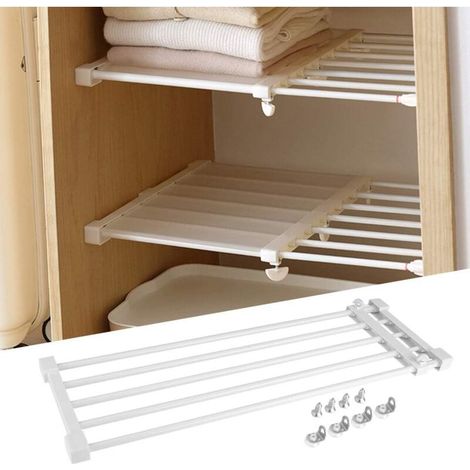 Rosvola Teleskop-metallschrankregal, Verstellbares Aufbewahrungsregal Ohne Bohren, Schrankorganisator, Trennwand, Aufbewahrungsregal Für Küche, Bad, Schlafzimmer, 73–128 Cm