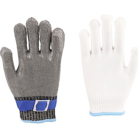 Schnittfeste Handschuhe, Größe L, Schutzklasse 9 – Edelstahl 316 (güteklasse A9) – Speziell Für Die Fleisch- Und Fischverarbeitung Entwickelt – Mit Handgelenkverschluss Und Innenfutter
