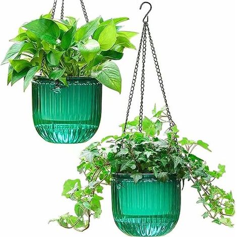 Selbstbewässernde Hängeblumentöpfe – 2er-set – Inklusive Aufhängehaken – Für Drinnen Und Draußen – Ideal Für Blumen Und Grünpflanzen – Weiß