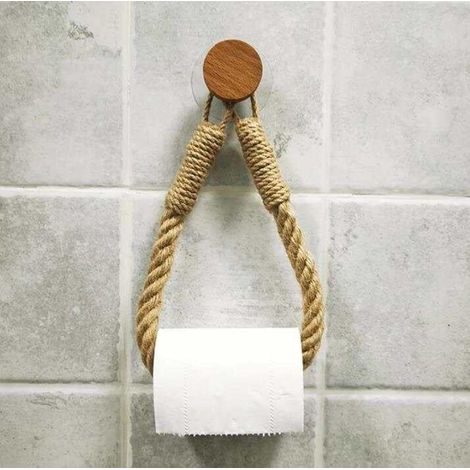 Selbstklebender Toilettenpapierhalter Aus Dickem Seil (2 Stück), Shabby-chic-stil Aus Jute, Inspiriert Vom Nautischen Industriestil, Vintage-handtuchhalter Fürs Badezimmer, Zur Wandmontage