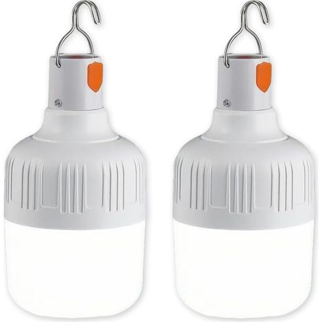 Set Aus 2 Led-campinglampen, 800 Lumen, Betrieben Mit Wiederaufladbaren Batterien, Weiß, Tragbar Und Wasserdicht.