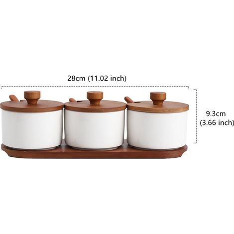 Set Aus 3 Gewürzgläsern Für Die Küche, Einer 220 Ml Keramik-zuckerdose Mit Deckel Und Löffel, Einem Salzstreuer Und Einem Gewürzglas Für Haushalt Und Küche.