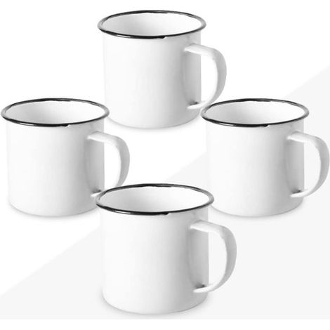 Set Aus Emaillebechern (35 Cl) Für Kaffee, Tee Und Andere Heiße Oder Kalte Getränke. Retro-design, Einfarbig. Vintage-becher Für Camping, Picknicks Oder Reisen. Leicht Und Tragbar.