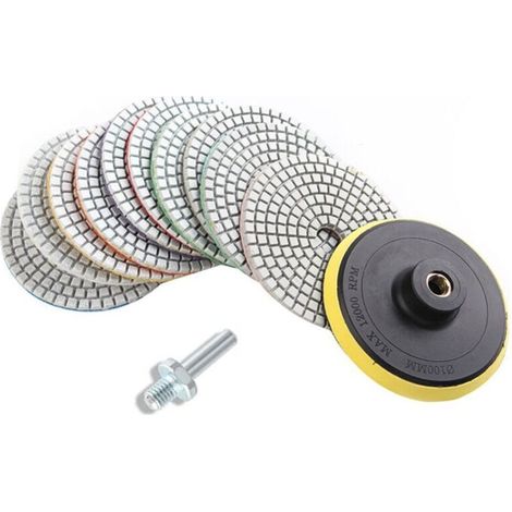 Set Mit 12 Diamantpolierscheiben Für Nass- Und Trockenbearbeitung – 4 Zoll – Für Granit, Marmor, Beton, Stein, Von Debuns