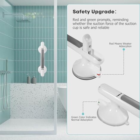 Set Mit 2 Duschhaltegriffen, Stabile Saugnäpfe Für Badewanne Und Dusche, Abnehmbarer Sicherheitsgriff Für Das Badezimmer, Geeignet Für Senioren Und Menschen Mit Behinderung, 30,5 Cm (e)