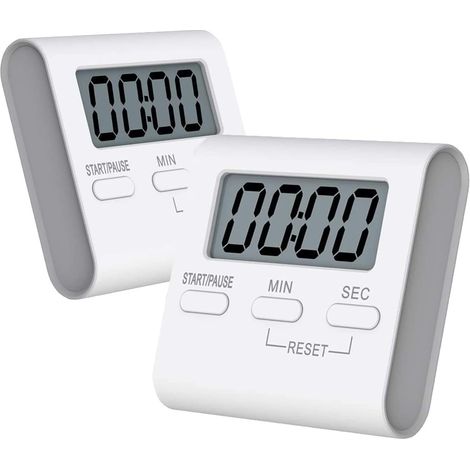 Set Mit 2 Kleinen Digitalen Countdown-timern – Magnetisch – Akustischer Alarm – Mit Ständer Und Aufhängeöse – Für Kinder – Klassenzimmer – Küche – Sport – Weiß