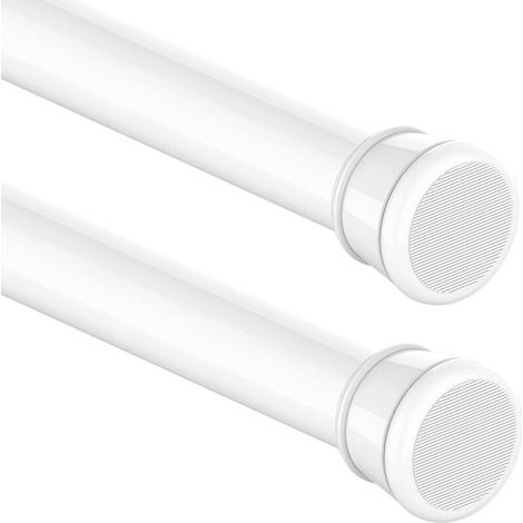 Set Mit 2 Teleskopierbaren Duschstangen, Kein Bohren Erforderlich, Für Schränke, Heimwerkerprojekte, Badezimmer, 50-80 Cm, Weiß (25 Mm Durchmesser)