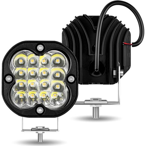 Set Mit 2 – 3-zoll-arbeitsscheinwerfern Für Fahrzeuge, 16 Leds (60 W), Weiße Scheinwerfer Für Motorräder, Ultrahelle Zusatzbeleuchtung, Geeignet Für Die Vorderen Stoßstangen Von Geländefahrzeugen
