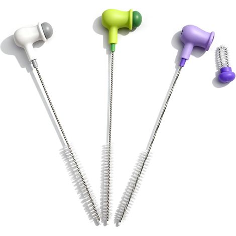 Set Mit 3 Strohhalmreinigungsbürsten Mit Feiner Spitze, Geeignet Zum Reinigen Von Strohhalmen, Bechern, Wasserflaschen Usw. Wiederverwendbare 2-in-1-langpipette Für Erbsen.