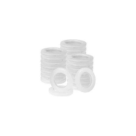 Set Mit 32 Weißen Abs-kunststoff-gardinenringen, 40 Mm, Für Fenster, Duschen, Schränke