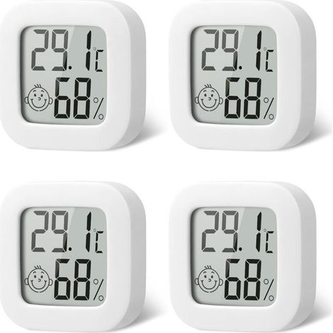 Set Mit 4 Innenthermometern Mit Lufttemperatursymbol Für Küchen, Kinderzimmer, Gewächshäuser, Lagerhallen Und Büros – Weiß