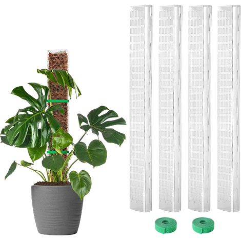 Set Mit 4 Moosstützen Aus Kunststoff – 61 Cm (24 Zoll) D-förmige Stützen – Geeignet Für Monstera Und Kletterpflanzen – Mit Gartenbändern, Ausziehbar Bis Zu 229 Cm (90 Zoll)