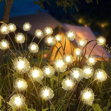 Set Mit 4 Solar-gartenleuchten (32 Leds) – Wasserdichte, Bewegliche Solarleuchten In Löwenzahn- Und Bienenform – Leuchtende, Wurmförmige Lichter Zur Dekoration Von Wegen, Rasenflächen Und Gärten
