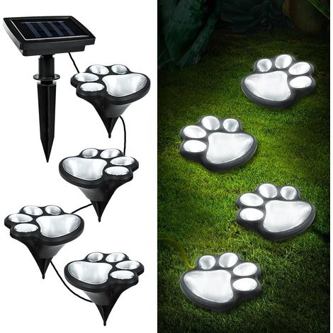 Set Mit 4 Solar-torleuchten Mit Tiermotiven – Ip55 Wasserdicht – Mit Kabel – Kaltweiß – Für Garten Und Einfahrt