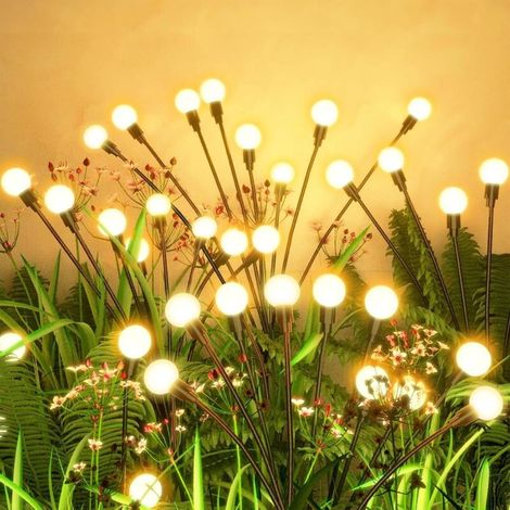 Set Mit 4 Solarleuchten Für Den Außenbereich, Garten, Glühwürmcheneffekt, Dauerlicht, 8 Leds, Für Einfahrt, Hof, Balkon, Dekoration (warmweiß)