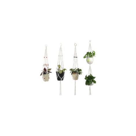 Set Mit 4 Handgefertigten Blumentopfhängern Aus Baumwollseil, Dekorative Halterungen