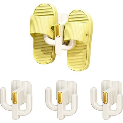 Set Mit 4 Wandmontierten Schuhregalen – Hochwertiger Hängeschuhorganizer Mit Selbstklebenden Halterungen, Schuhregal Mit Haken Zur Aufbewahrung Von Hausschuhen
