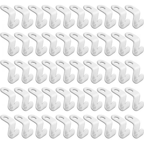 Set Mit 50 Haken – Kleiderbügelverbinder – Aufhängehaken – Weiß – Kleiderbügelverlängerungen – Kunststoff – Zum Kaskadenförmigen Aufhängen Von Kleidung – Platzsparender Organizer