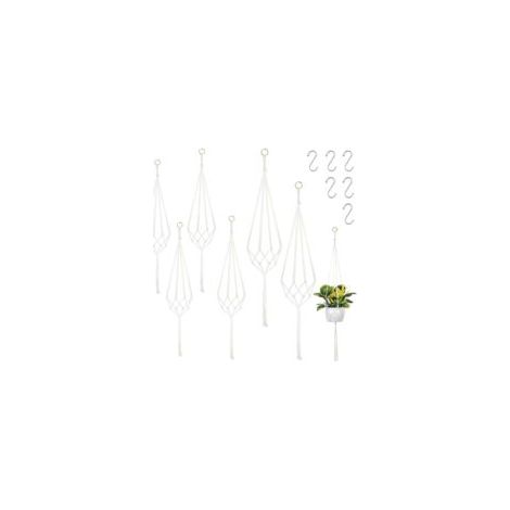 Set Mit 6 Makramee-pflanzenampeln – Für Den Innen- Und Außenbereich – 60 Cm, 80 Cm, 100 Cm – Mit 6 S-haken – Für Die Dekoration Von Decken, Balkonen Und Wänden Im Innen- Und Außenbereich