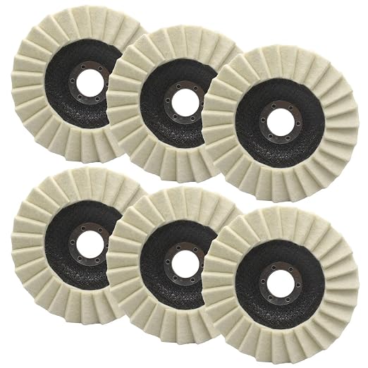 Set Mit 6 Wollpolierscheiben Für Winkelschleifer – 125 Mm – Glänzende Scheibe – 22,23 Mm