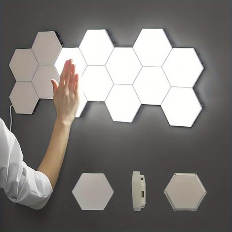 Set Mit 6 Minimalistischen, Weißen, Sechseckigen Touch-wandleuchten – Zentrale Berührungsempfindlichkeit – Usb-stromversorgung – Dekoration Für Spielzimmer Und Partys