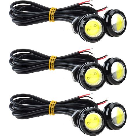 Set Mit 6 Leistungsstarken 9-w-led-nebelscheinwerfern/tagfahrlichtern In Weiß, Adleraugen-design, Für Stoßstangen, Motorräder, Autos Und Fahrräder. Klare Positionsleuchten.