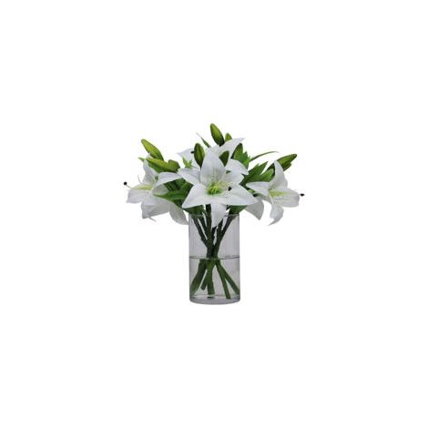 Set Mit 6 Weißen Künstlichen Lilien – Elegante Dekoration – Hochwertige Kunstblumen – Pflegeleicht – Für Zuhause, Büro, Hochzeit