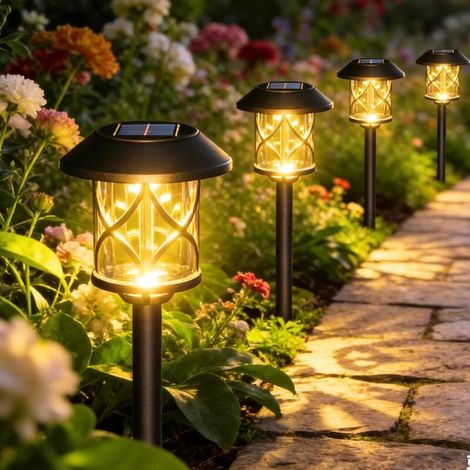 Solar-gartenleuchten Für Den Außenbereich, 6er-set, Ip65 Wasserdicht, Led-solar-gartenleuchten Mit Automatischer Ein-/ausschaltfunktion Für Terrasse, Garten, Wege, Hof Und Einfahrt – Warmweiß