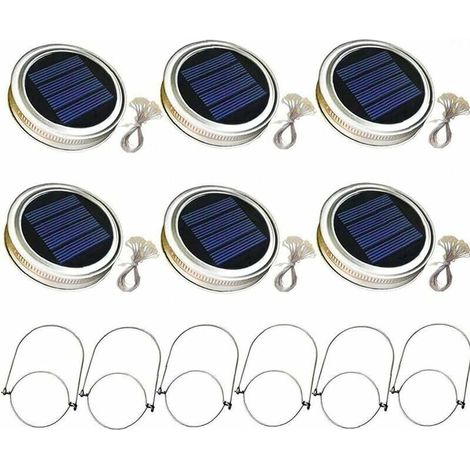 Solarbetriebenes Einmachglas Mit Transparentem Deckel, 2 M Lichterkette, 20 Led-hängelaterne, Weißes Licht, 6-teiliges Gartenbeleuchtungsset Von Debuns
