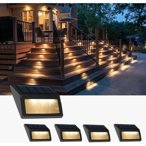 Solarleuchten Für Den Außenbereich – Wasserdichte Solarleuchten Für Treppen Und Terrassen – Geeignet Für Terrassen, Gärten, Garagen, Einfahrten, Wege Und Außenwände – Warmweiß