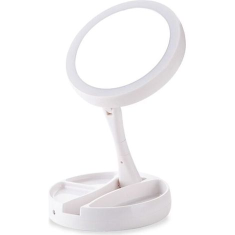Sonderangebot – Led-kosmetikspiegel, 10-fache Und 1-fache Vergrößerung, Doppelseitig Beleuchtet, Wiederaufladbar Per Usb-kabel, Faltbar, Ideal Für Zuhause Und Unterwegs, Von Debuns