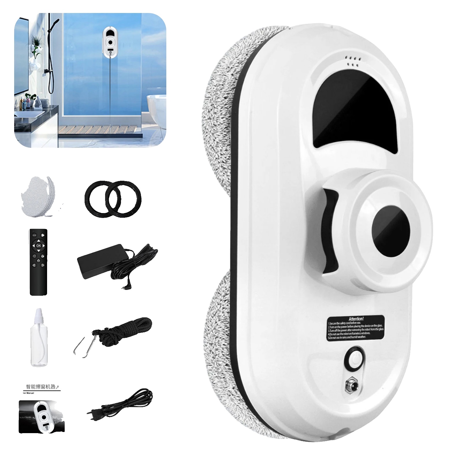 Fensterreinigungsroboter, 5600 Pa Saugkraft, Fernbedienung, Ja, 1 Sprachhandbuch, Eu