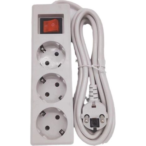 Steckdosenleiste Mit Schalter – Verlängerungskabel – Steckdosenleiste Mit Flachstecker – 5 Meter Verlängerungskabel – 220–250-v-steckdosen – Flachstecker – 20 X 10 X 4,5 Cm – Weiß