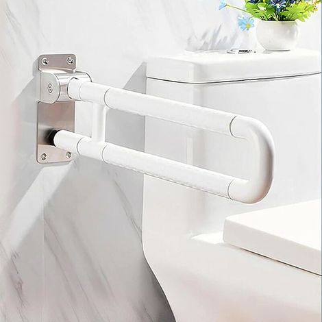Toilettenhaltegriff – Klappbar Und Drehbar – Ideal Für Schwangere Und Ältere Menschen Mit Eingeschränkter Mobilität – Weiß, 60 Cm