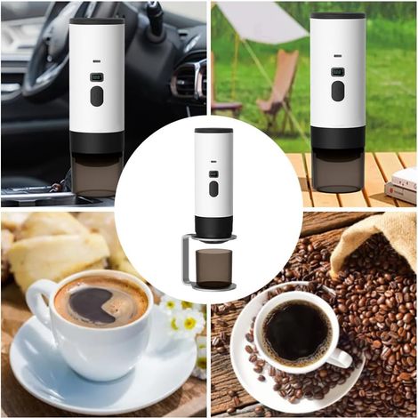 Tragbare 90-ml-espressomaschine, Reisekaffeemaschine Fürs Auto, Schnelles Aufheizen, Kabellose Elektrische Kaffeemaschine Für Kapseln/gemahlenen Kaffee, Für Camping, Reisen, Wandern, Büro (weiß)