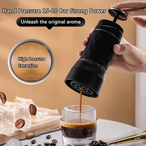 Tragbare Espressomaschine, Kompatibel Mit Kapseln Und Gemahlenem Kaffee, Manuelle Reisekaffeemaschine, Mini-kaffeemaschine, Kleine Tragbare Kaffeemaschine, Ideal Für Camping, Weiß.