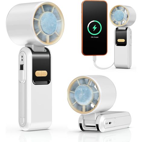 Tragbarer Turboventilator Mit Eiskühlfunktion – Wiederaufladbar – Usb – Mini-ventilator Für Den Persönlichen Gebrauch – Ideal Für Reisen, Outdoor-aktivitäten Und Büro – Weiß
