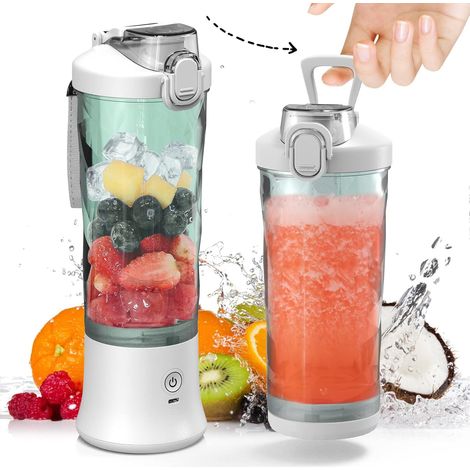Tragbarer, Kabelloser Mixer Für Milchshakes Und Smoothies – 590 Ml (20 Oz) Mit 6 Klingen Und Reisedeckel – Weiß