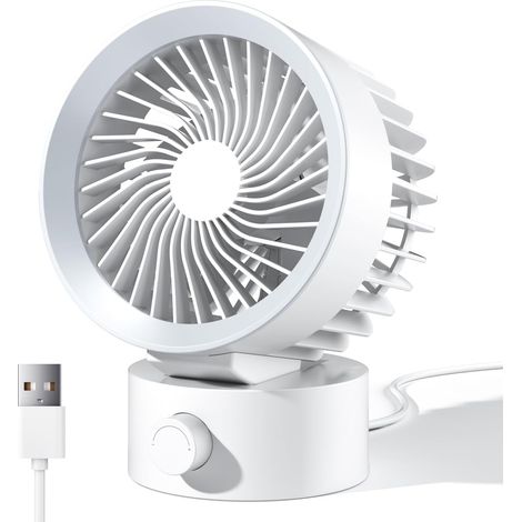 Usb-tischventilator – Stufenlos Einstellbare Geschwindigkeit – Starker Luftstrom – Leiser Betrieb – Usb-stromversorgung – Weiß