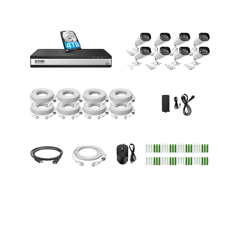 Sicherheitskamerasystem, Ki-erkennung, Gegensprechfunktion, 5mp 8 Stück Kameras, 4t