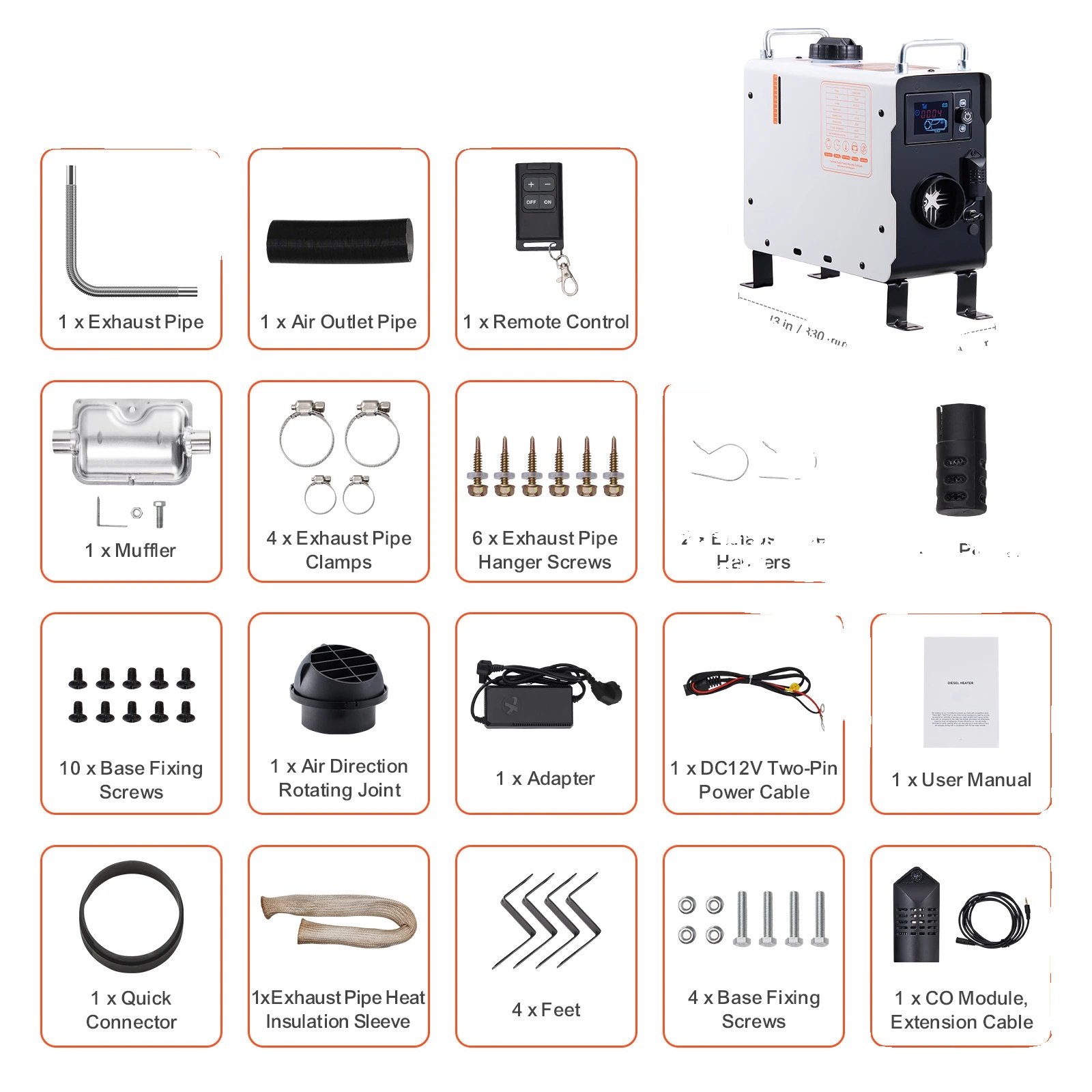 Diesel-luftheizung, Bluetooth-display, Co-alarm-system, 2kw