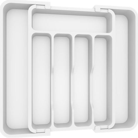 Verstellbarer Besteckschubladeneinsatz – Für Löffel, Gabeln Und Messer – 38 × 34 × 5 Cm, Weiß